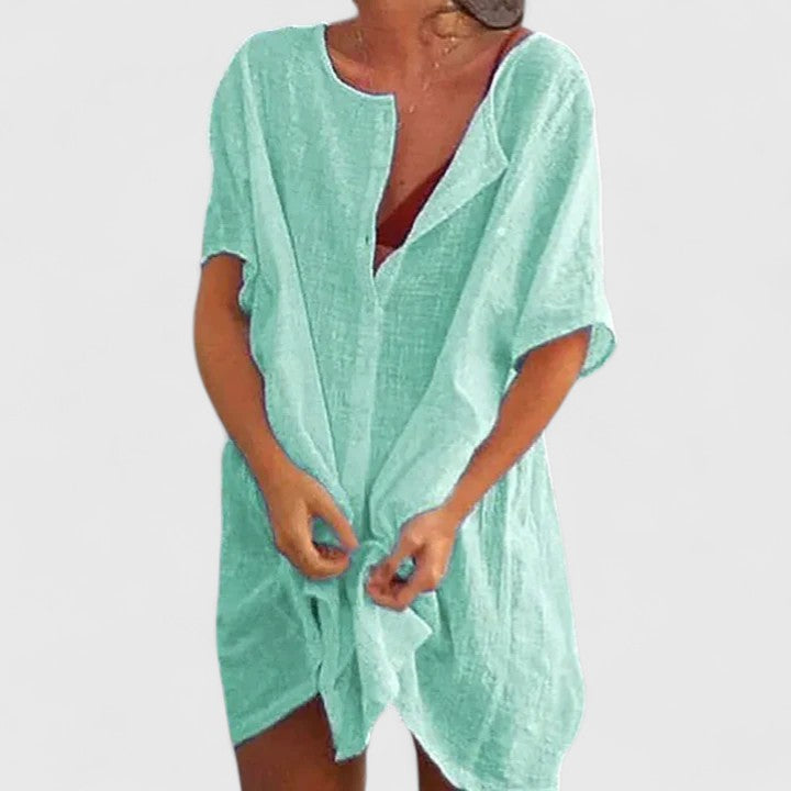 Linen Beach Dress Casual Summer Cover Up