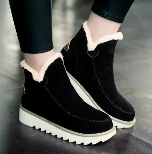 Solene | Women's Moccasin-Stitch Ankle Boots with Faux Fur Trim