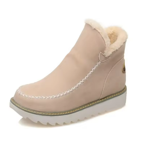 Solene | Women's Moccasin-Stitch Ankle Boots with Faux Fur Trim
