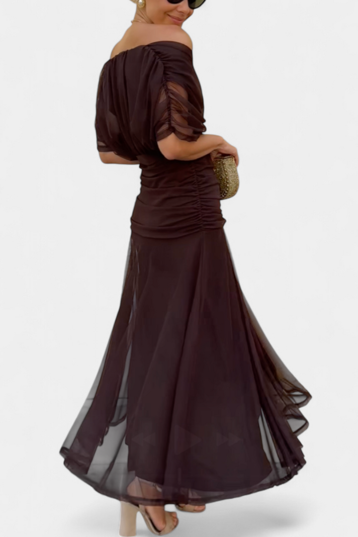 Women's Off Shoulder Midi Dress Wedding Guest Evening