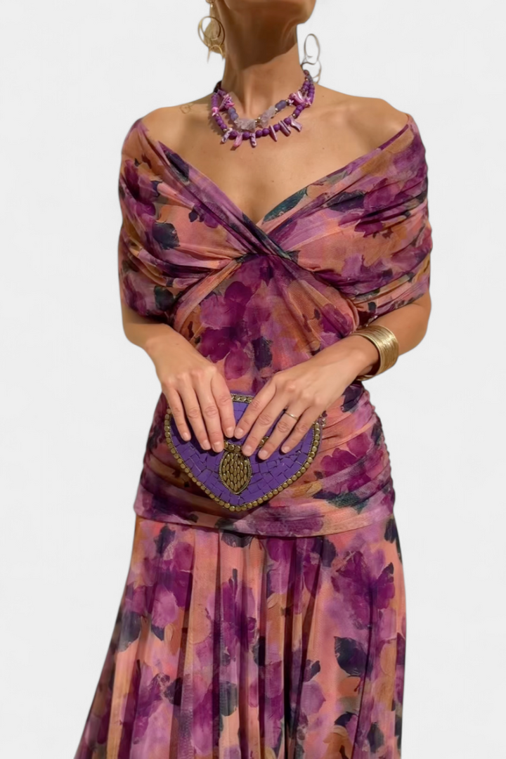 Women's Off Shoulder Midi Dress Wedding Guest Evening