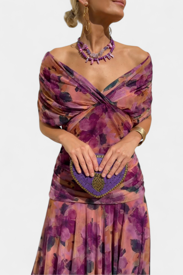 Women's Off Shoulder Midi Dress Wedding Guest Evening
