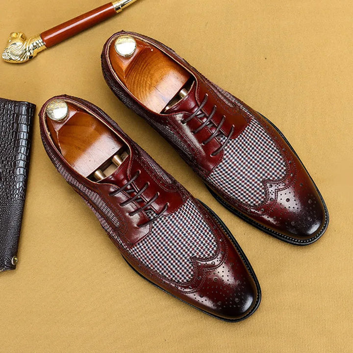 Whitfield | Men's Leather Brogue Oxford Shoes with Almond Toe