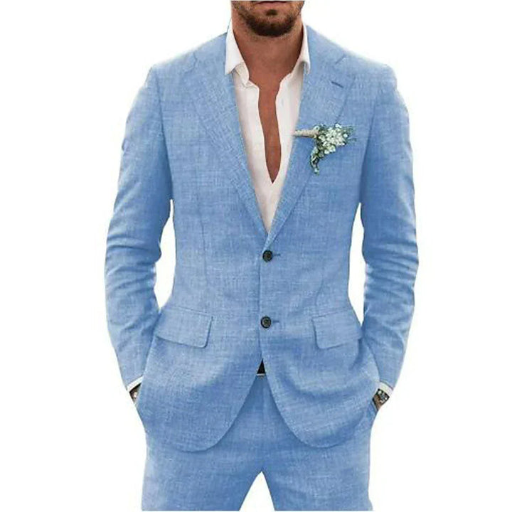 Notch Lapel Two Button Slim Fit Linen Suit