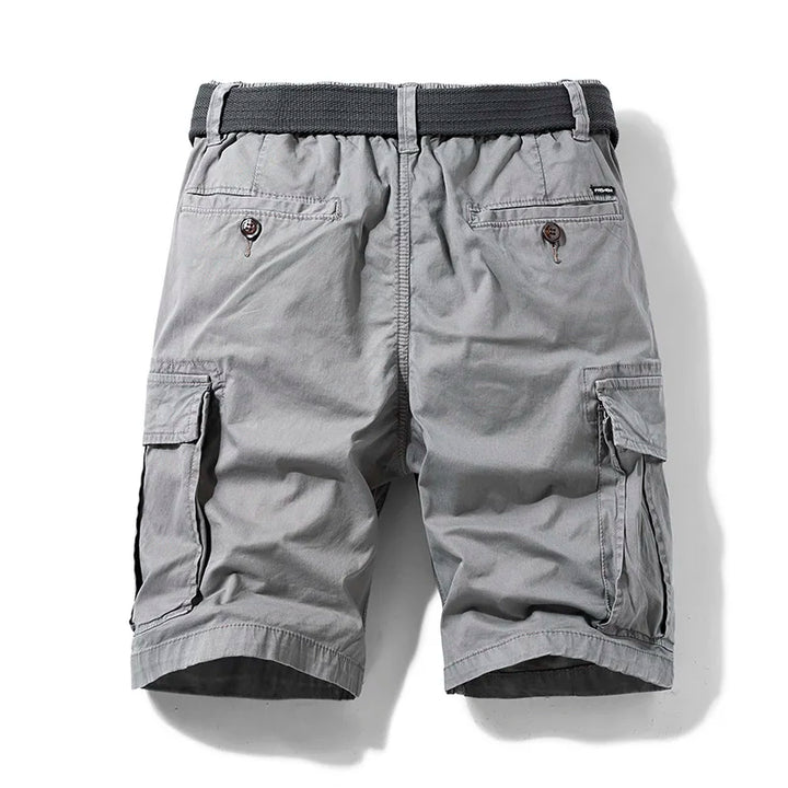 Belted Multi Pocket Drawstring Casual Cargo Shorts