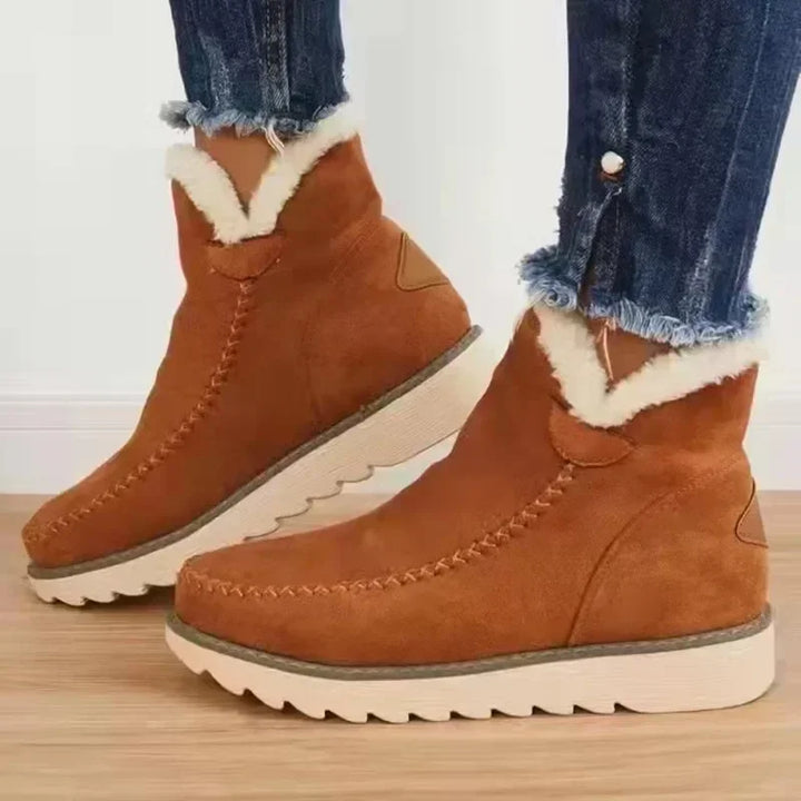 Solene | Women's Moccasin-Stitch Ankle Boots with Faux Fur Trim