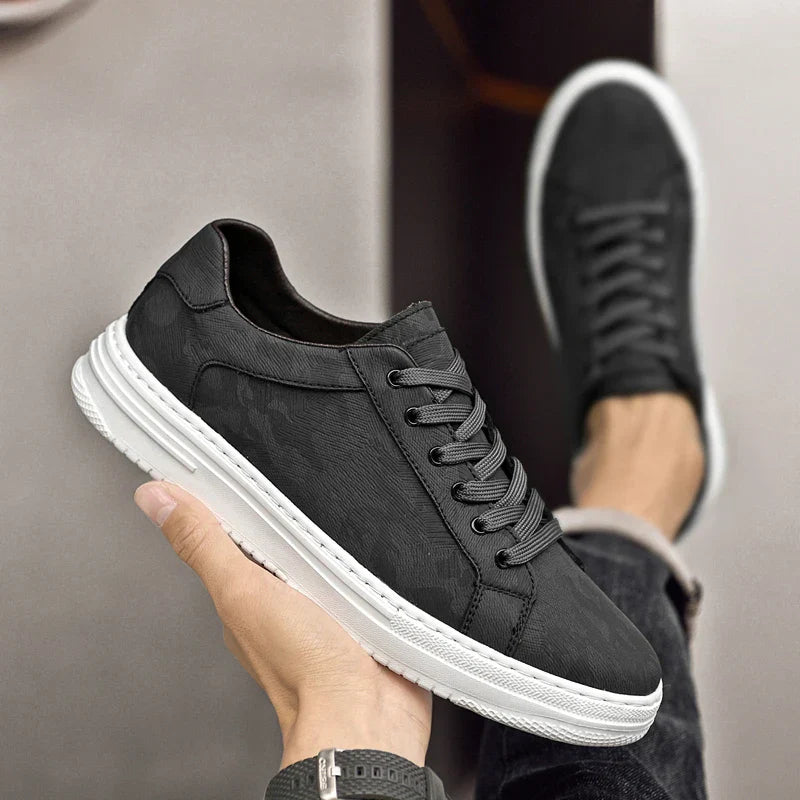 Embossed Leather Flatform Mens Sneakers - Smart Casual
