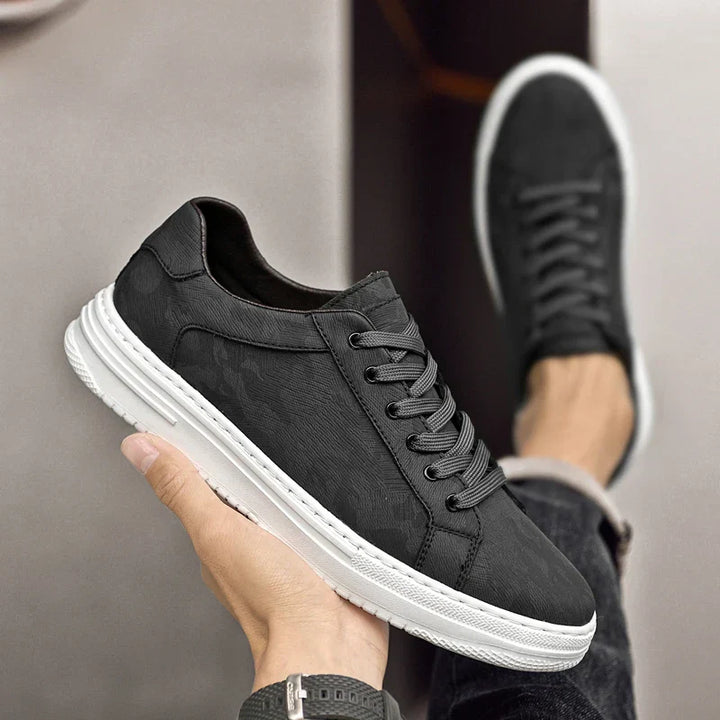 Embossed Leather Flatform Mens Sneakers - Smart Casual