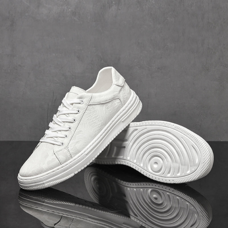 Embossed Leather Flatform Mens Sneakers - Smart Casual