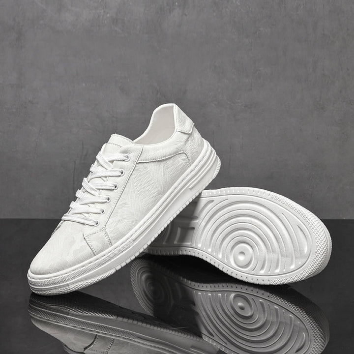 Embossed Leather Flatform Mens Sneakers - Smart Casual