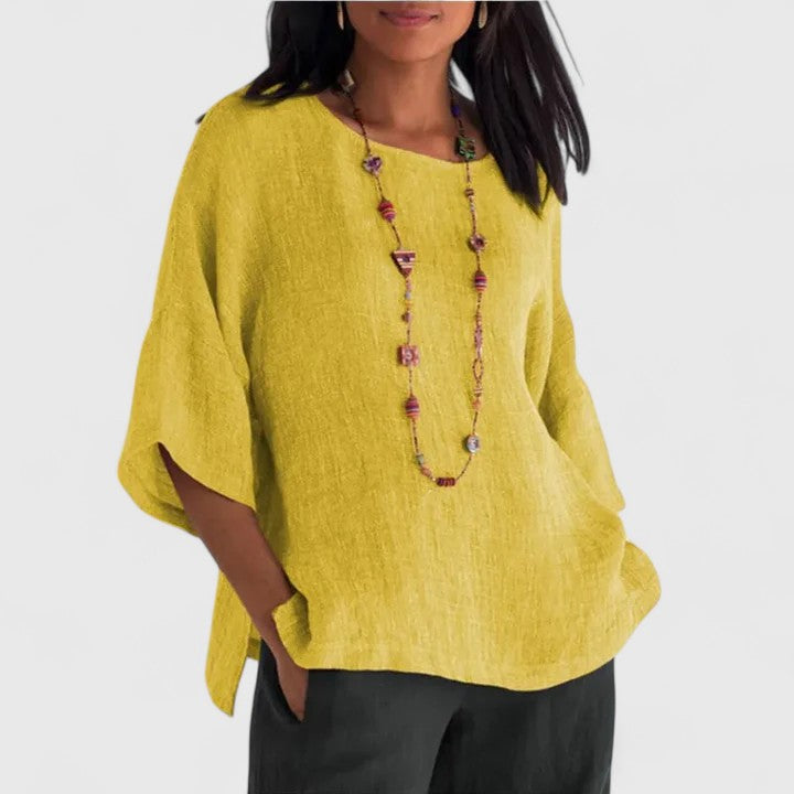 Oversized Batwing Sleeve Linen Top Women