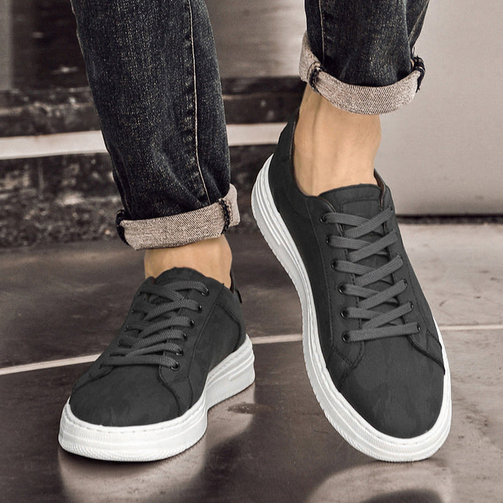 Embossed Leather Flatform Mens Sneakers - Smart Casual