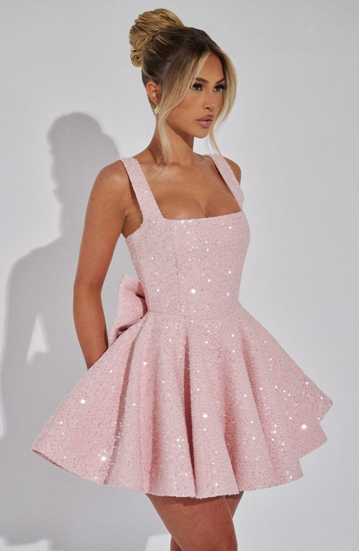 Sequin Bow Skater Homecoming Dress