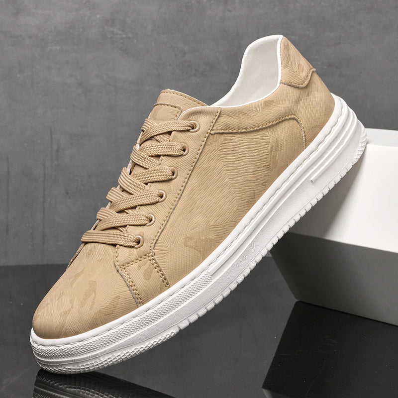 Embossed Leather Flatform Mens Sneakers - Smart Casual