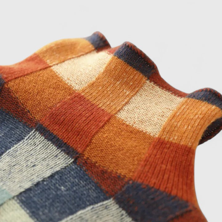 Odalys | Women's Checkerboard Print Mock Neck Sweater