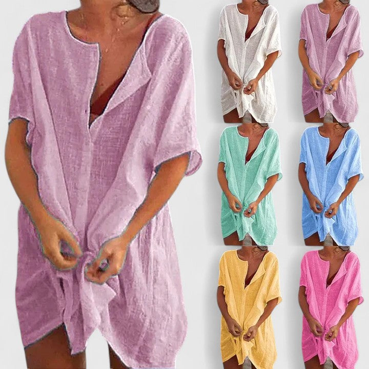 Linen Beach Dress Casual Summer Cover Up