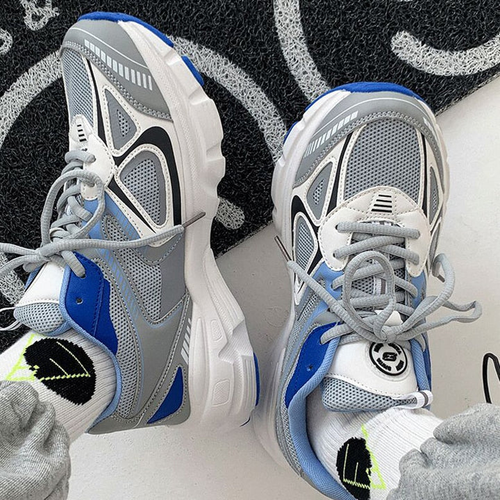 Colorblock Mesh Panel Chunky Sole Lace Up Sneaker