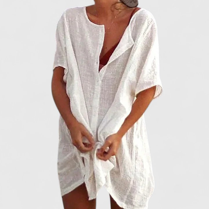 Linen Beach Dress Casual Summer Cover Up
