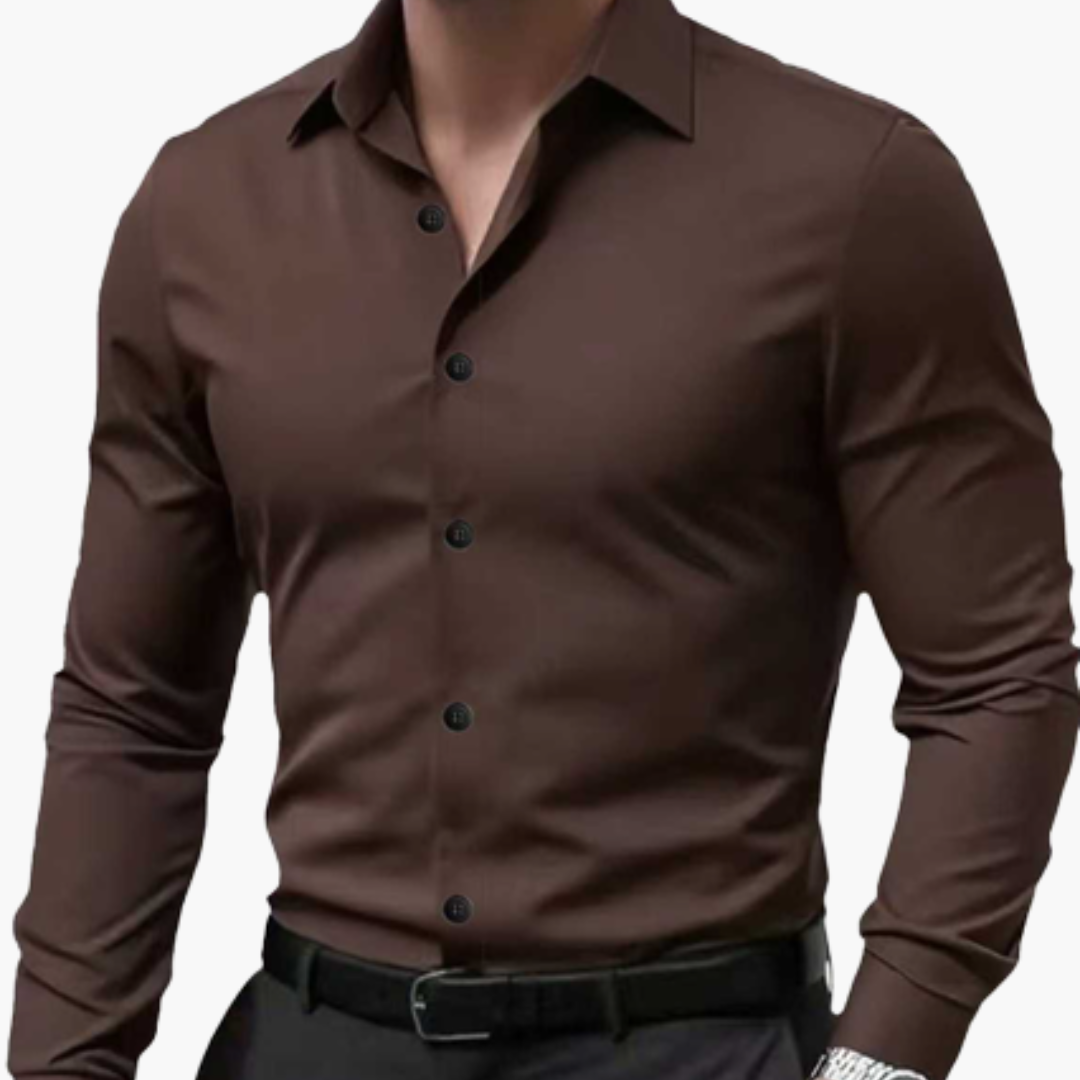 Muscle Fit Long Sleeve Stretch Dress Shirt Men