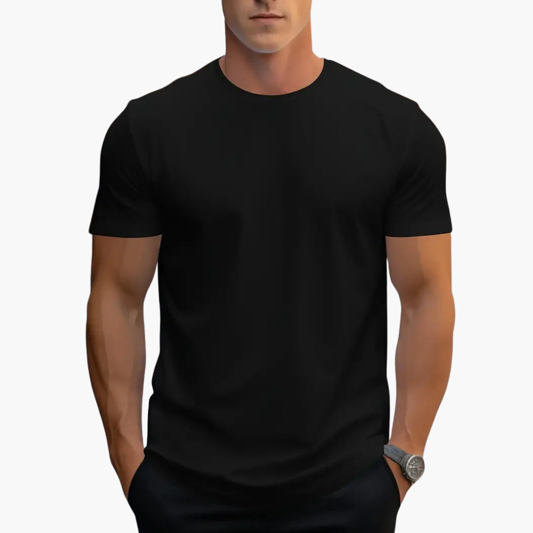 Curved Hem Crew Neck Slim Fit Short Sleeve Basic Tee