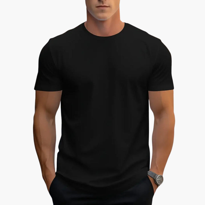 Curved Hem Crew Neck Slim Fit Short Sleeve Basic Tee