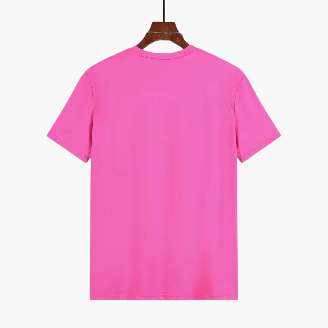 Curved Hem Crew Neck Slim Fit Short Sleeve Basic Tee