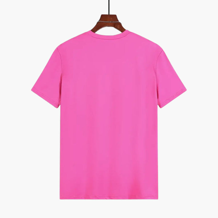 Curved Hem Crew Neck Slim Fit Short Sleeve Basic Tee