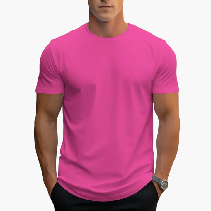 Curved Hem Crew Neck Slim Fit Short Sleeve Basic Tee
