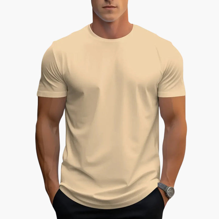 Curved Hem Crew Neck Slim Fit Short Sleeve Basic Tee