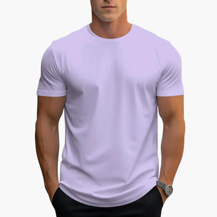 Curved Hem Crew Neck Slim Fit Short Sleeve Basic Tee