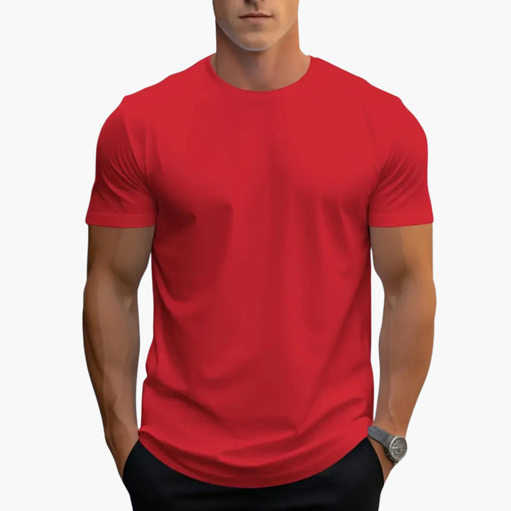 Curved Hem Crew Neck Slim Fit Short Sleeve Basic Tee