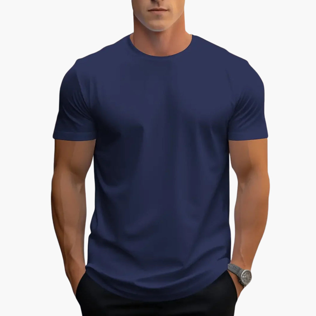 Curved Hem Crew Neck Slim Fit Short Sleeve Basic Tee