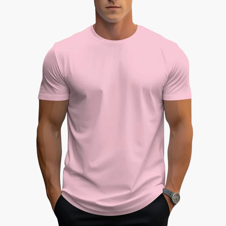 Curved Hem Crew Neck Slim Fit Short Sleeve Basic Tee