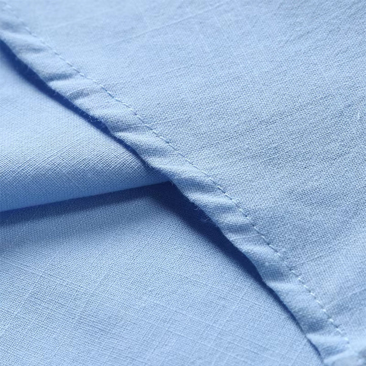 Short Sleeve Chest Pocket Popover Casual Linen Polo