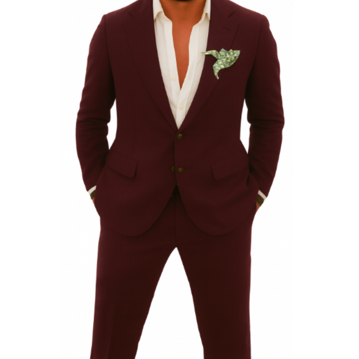 Notch Lapel Two Button Slim Fit Linen Suit