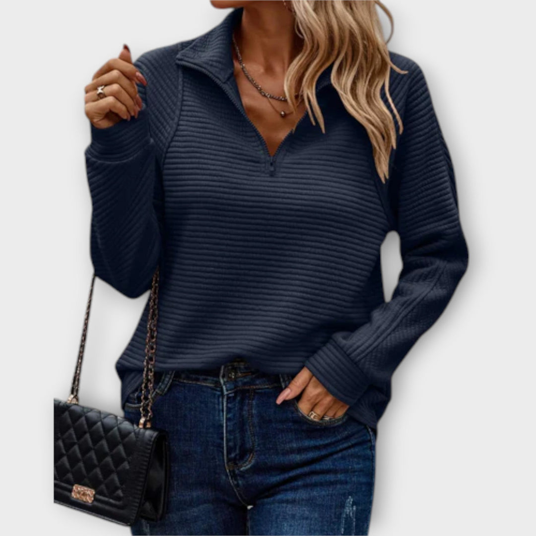 Wren | Women's Textured Quarter-Zip Collared Pullover