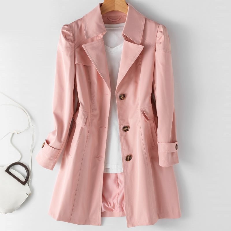 Odalys | Women's Single-Breasted Belted Trench Coat with Tab Cuffs