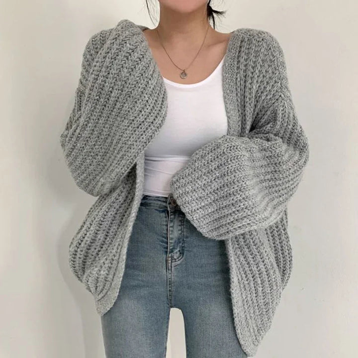 Solange | Women's Chunky Knit Balloon Sleeve Oversized Cardigan Sweater