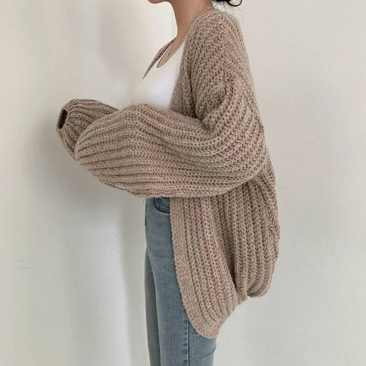 Solange | Women's Chunky Knit Balloon Sleeve Oversized Cardigan Sweater