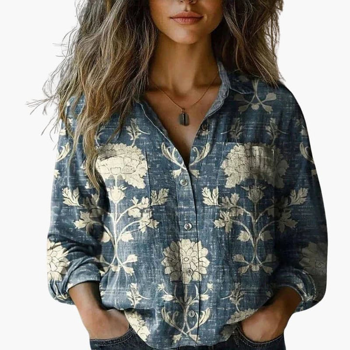 Bandana Print Long Sleeve Button Down Shirt Women