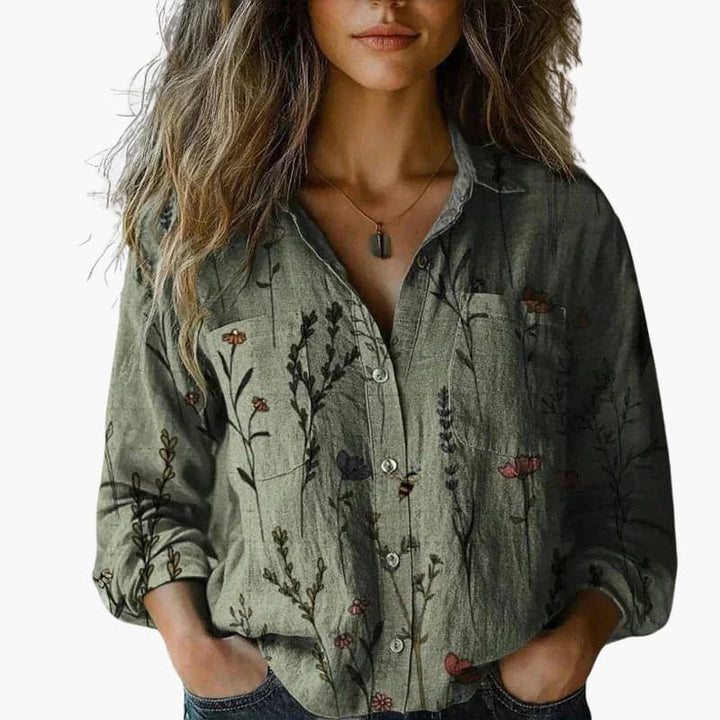 Bandana Print Long Sleeve Button Down Shirt Women