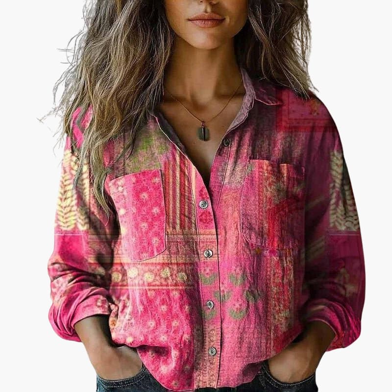Bandana Print Long Sleeve Button Down Shirt Women