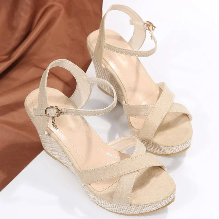 Cross Ankle Strap Woven Platform Wedge Sandals Women
