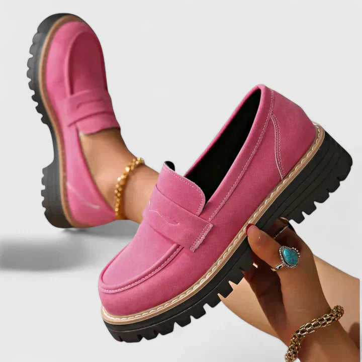 Chunky Sole Suede Slip On Platform Penny Loafers Women