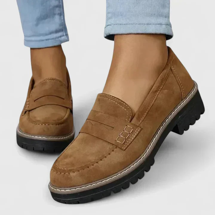 Chunky Sole Suede Slip On Platform Penny Loafers Women