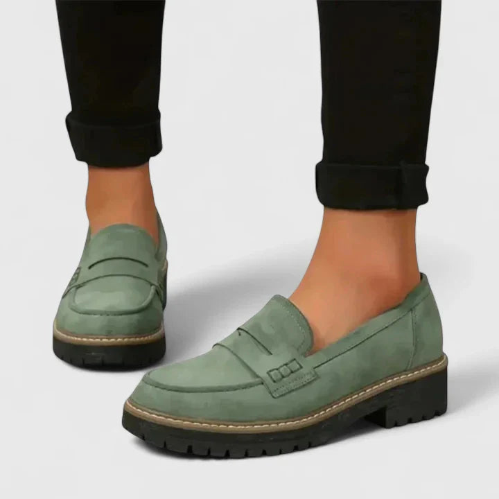 Chunky Sole Suede Slip On Platform Penny Loafers Women