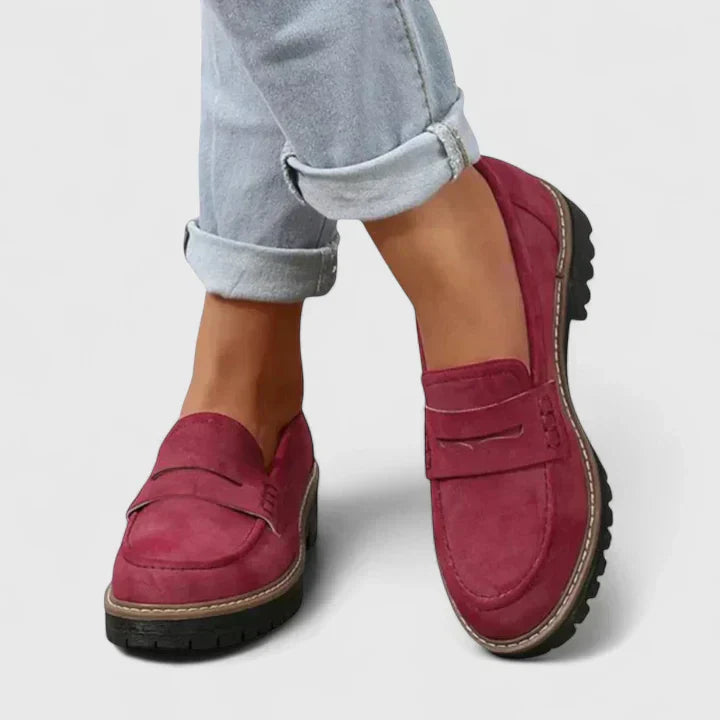 Chunky Sole Suede Slip On Platform Penny Loafers Women