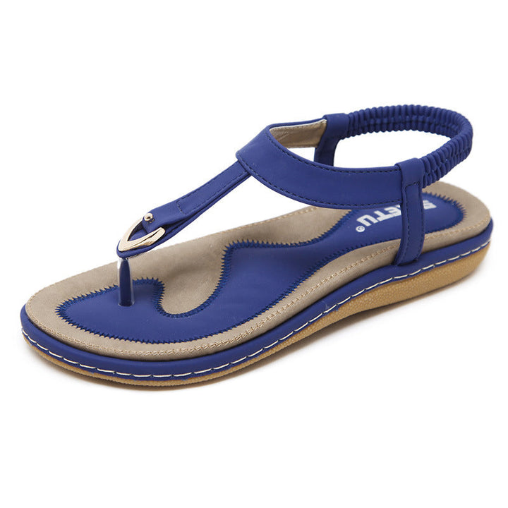 Metal Detail T Bar Elastic Slingback Flip Flop Sandals Women