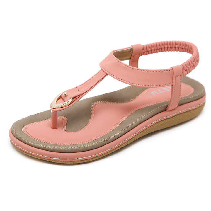 Metal Detail T Bar Elastic Slingback Flip Flop Sandals Women