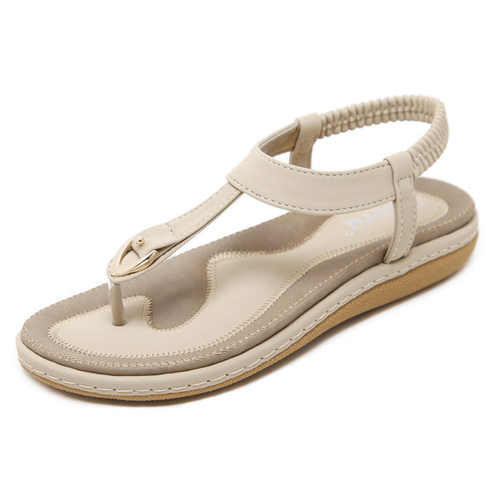 Metal Detail T Bar Elastic Slingback Flip Flop Sandals Women